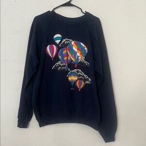 Hanes Dark Blue Sweater with Multicolor Balloon Design